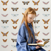Vintage african butterfly design wallpaper for girls bedroom interior