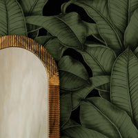 Olive Color Banana Leaf Wallpaper