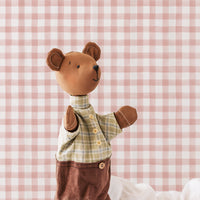 pink vintage plaid design wallpaper for kids
