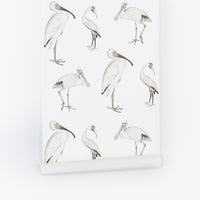 Minimal vintage birds removable wallpaper for kids interiors