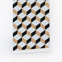 Black And Blue Cube Design Removable Wallpaper