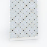 Blue Geometric Tile Pattern Wallpaper