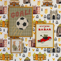 modern boys room interior with african village inspired wallpaper