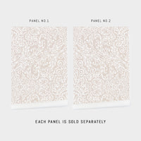 Hand drawn flower wallpaper in soft pink