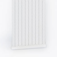 Grey herringbone print removable wallpaper