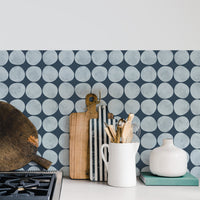 retro blue diy kitchen backsplash