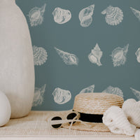 white and blue seashells for coastal inspired home