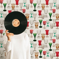 vintage colors cocktail glass print wallpaper for retro inspired home