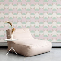 retro geometric circles wallpaper in pastel colors