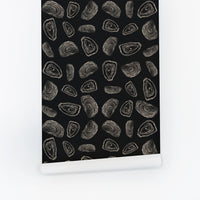 dark grey oyster shape pattern wallpaper peel and stick
