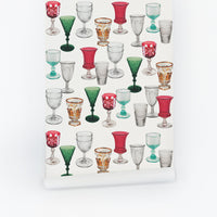 multicolor drinks on wallpaper for fun kitchen interior design