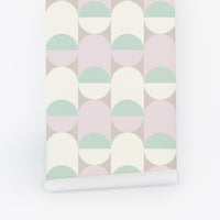 retro vintage removable wallpaper in pastel colors