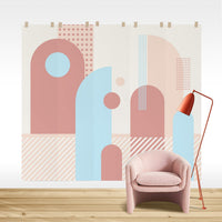 city inspired wallpaper design with pastel geometric shapes
