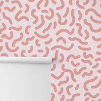 tiny pink geometric lines wall mural design close up