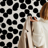 black and white spots print removable wallpaper