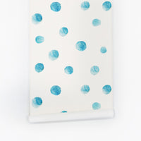 blue watercolor wallpaper for kids room