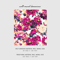 bright pink floral wall mural design for dressing room interior