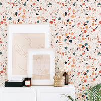 bright colors terrazzo tiles wallpaper for bedroom