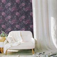 Dark peonies accent wall self-adhesive wallpaper