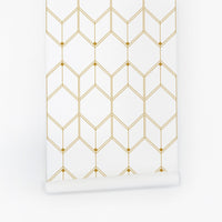 Faux gold removable wallpaper with geometric pattern