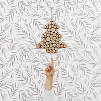 grey botanical leaves removable wallpaper for christmas time
