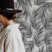 minimal design palm leaf wallpaper peel and stick