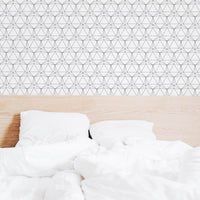 minimalistic style bedroom wallpaper with black and white geometric shapes