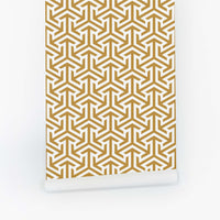 golden color geometric wallpaper design for kids bedroom inteior