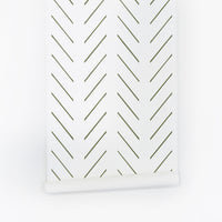 olive green herringbone simple striped removable wallpaper
