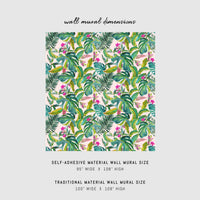 Vibrant tropical wallpaper in self adhesive or traditional wallpaper materials