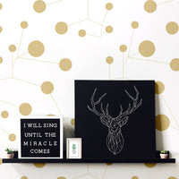 golden geometric shaped wallpaper design for teen bedroom interior