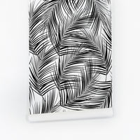 Black and white leaves wallpaper for rental apartment