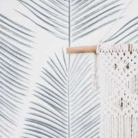 Vintage style tropical removable wallpaper in blue color