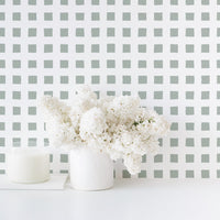 light green plaid motif wallpaper design for modern interior