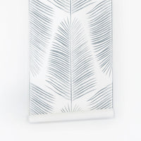 Blue palm leaves removable wallpaper