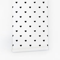 small black hearts pattern wallpaper in black and white