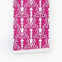 vintage pink damask peel and stick wallpaper design