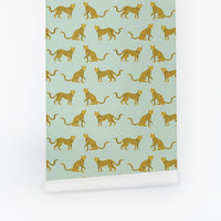 bright cheetah print safari inspired removable wallpaper for kids room