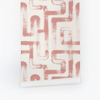 pink wallpaper with lines pattern for mediterranean style home