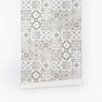 mediterranean grey tiles inspired removable wallpaper