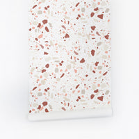 pink terrazzo pattern wallpaper peel and stick
