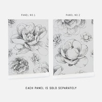 blooming grey peonies removable wallpaper
