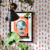 bright pink melon pattern removable wallpaper