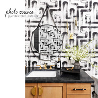 London Metro Lines removable wallpaper in black and off white