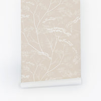 beige vintage floral removable wallpaper