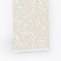 neutral olive tree leaves inspired removable wallpaper