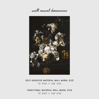 Black, gold and white removable floral wall mural