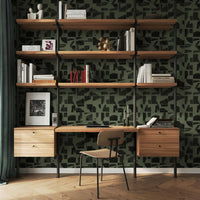 Black & Olive Geometric Wooden Tile Wallpaper