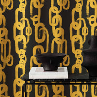 Gold Chain Pattern Metallic Wallpaper