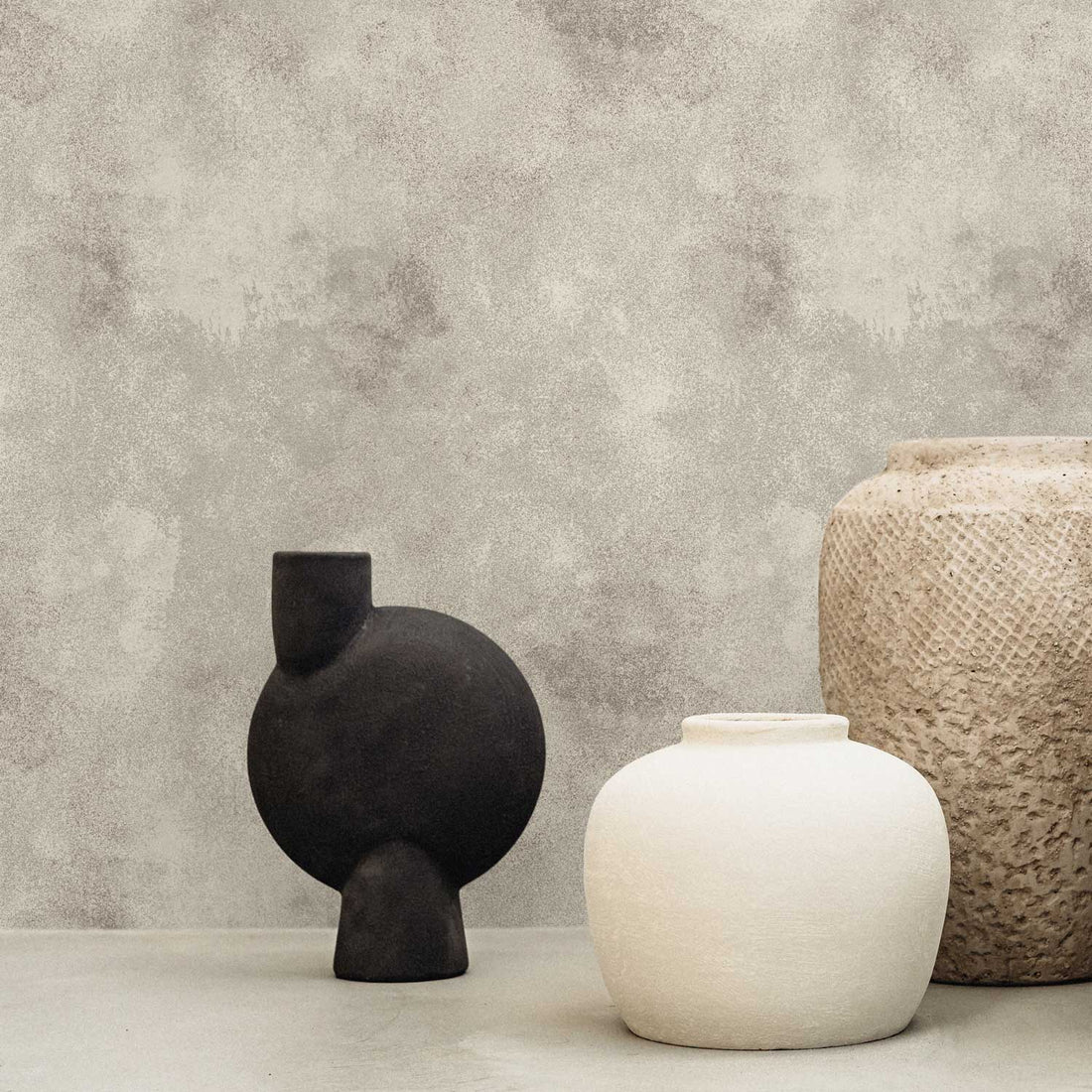 Dark Neutral Venetian Plaster Removable Wallpaper